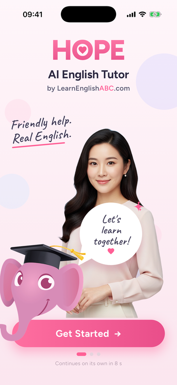The HOPE app on an iPhone: HOPE, AI English Tutor by LearnEnglishABC